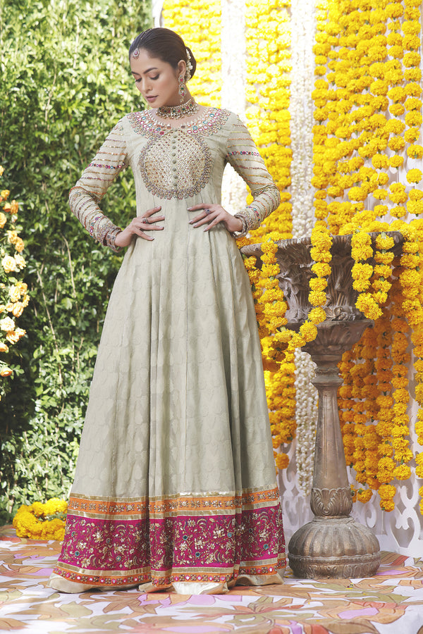 Wahajmbegum | Mehrunnisa Wedding Formals | MINT HYDERABADI GOWN by Wahaj M.Khan - Designer Dress - Type: Ladies Clothes - Available at Libayah - 100% Original