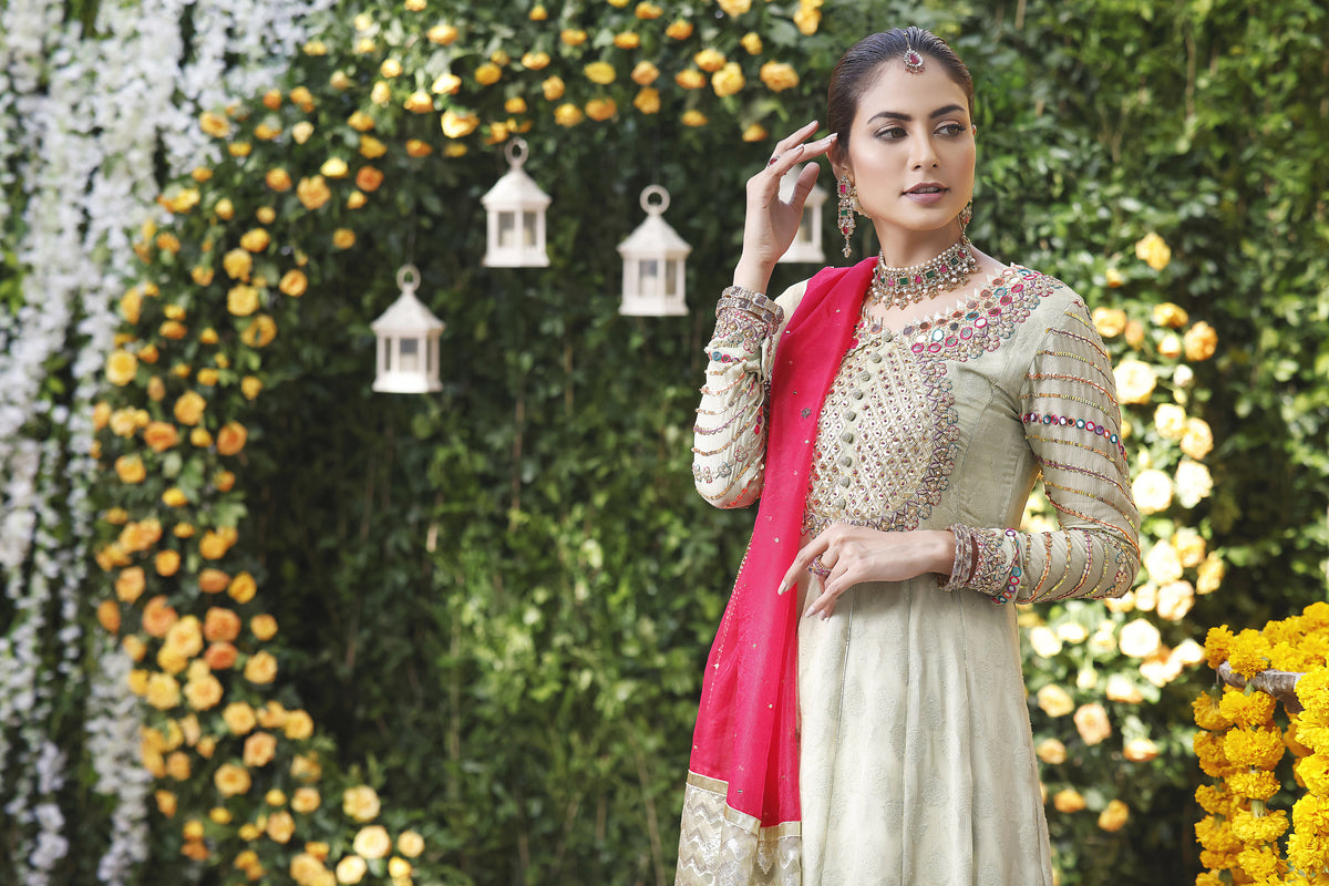 Wahajmbegum | Mehrunnisa Wedding Formals | MINT HYDERABADI GOWN by Wahaj M.Khan - Designer Dress - Type: Ladies Clothes - Available at Libayah - 100% Original