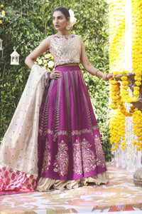 Wahajmbegum | Mehrunnisa Wedding Formals | PURPLE GOLD LEHNGA by Wahaj M.Khan - Designer Dress - Type: Ladies Clothes - Available at Libayah - 100% Original