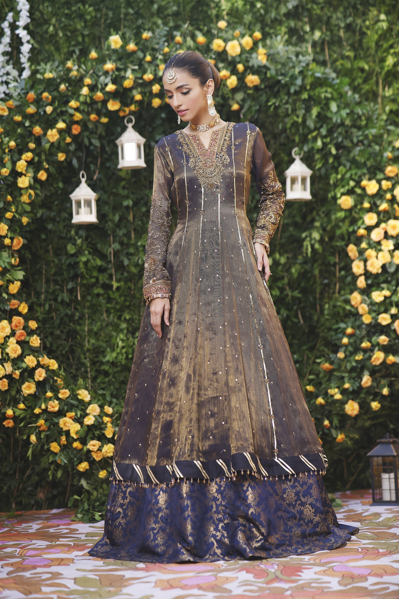 Wahajmbegum | Mehrunnisa Wedding Formals | NAVY MEHSURI ANARKALI by Wahaj M.Khan - Designer Dress - Type: Ladies Clothes - Available at Libayah - 100% Original