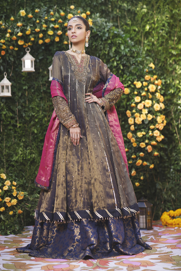 Wahajmbegum | Mehrunnisa Wedding Formals | NAVY MEHSURI ANARKALI by Wahaj M.Khan - Designer Dress - Type: Ladies Clothes - Available at Libayah - 100% Original