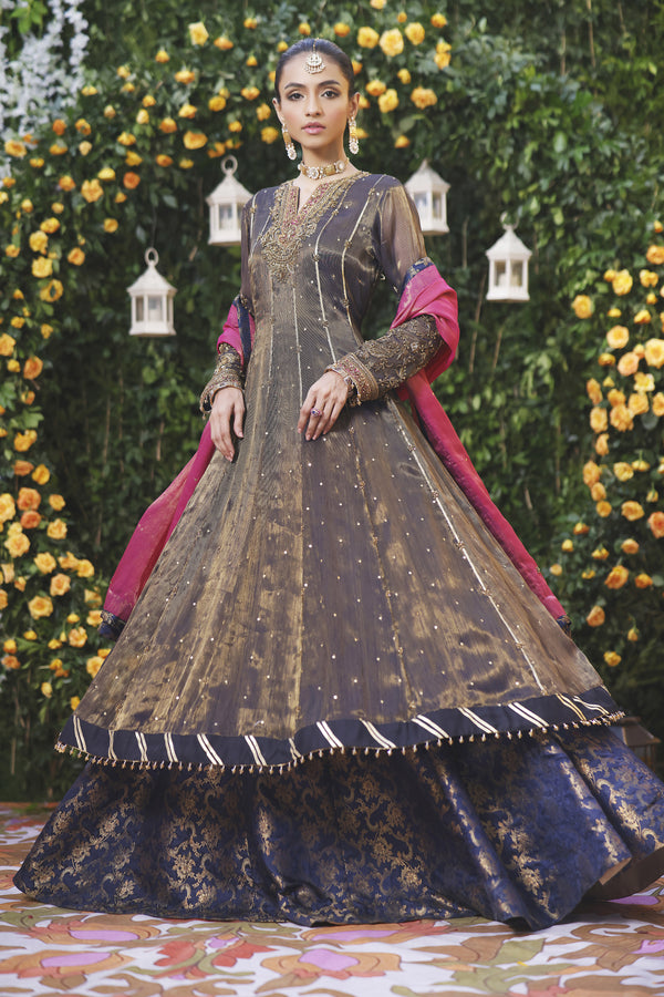 Wahajmbegum | Mehrunnisa Wedding Formals | NAVY MEHSURI ANARKALI by Wahaj M.Khan - Designer Dress - Type: Ladies Clothes - Available at Libayah - 100% Original