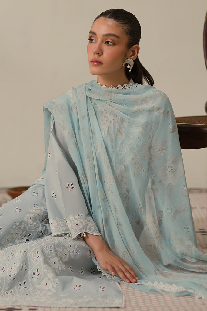 Cross Stitch | Chikankari Lawn 24 | BLUE FLAIR by Cross Stitch - Designer Dress - Type: Ladies Clothes - Available at Libayah - 100% Original