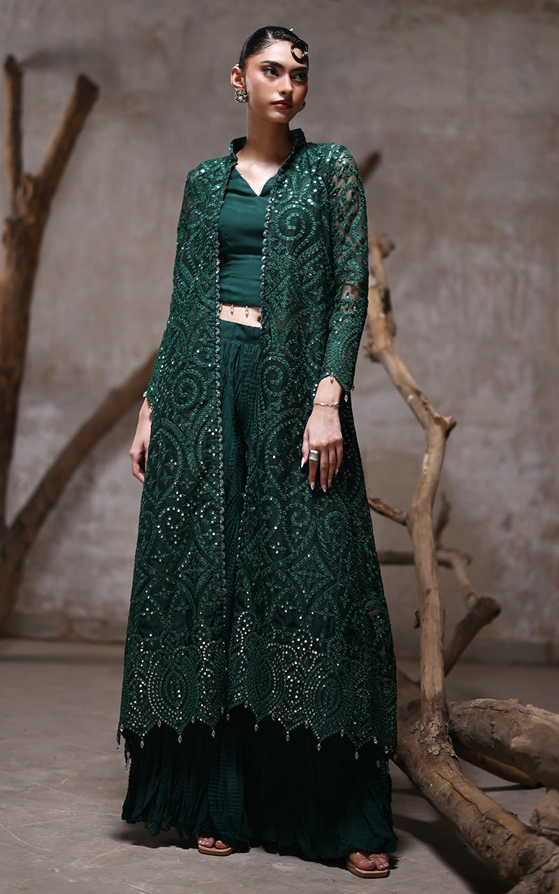 Threads and Motifs | Formal Dresses 25 | Organza Jacket With Crushed Trouser by Threads and Motifs - Designer Dress  - Type : Ladies Clothes - Available at Libayah - 100% Original 
