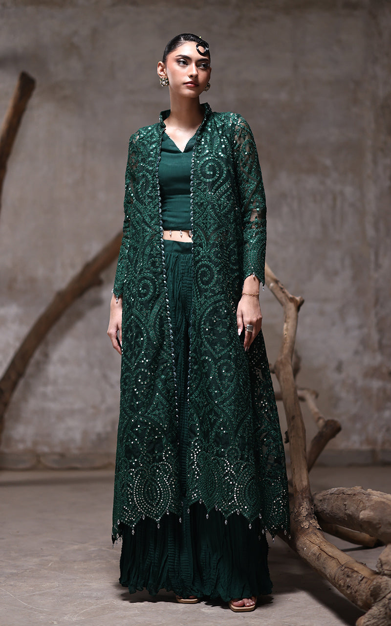 Threads and Motifs | Formal Dresses 25 | Organza Jacket With Crushed Trouser by Threads and Motifs - Designer Dress  - Type : Ladies Clothes - Available at Libayah - 100% Original 