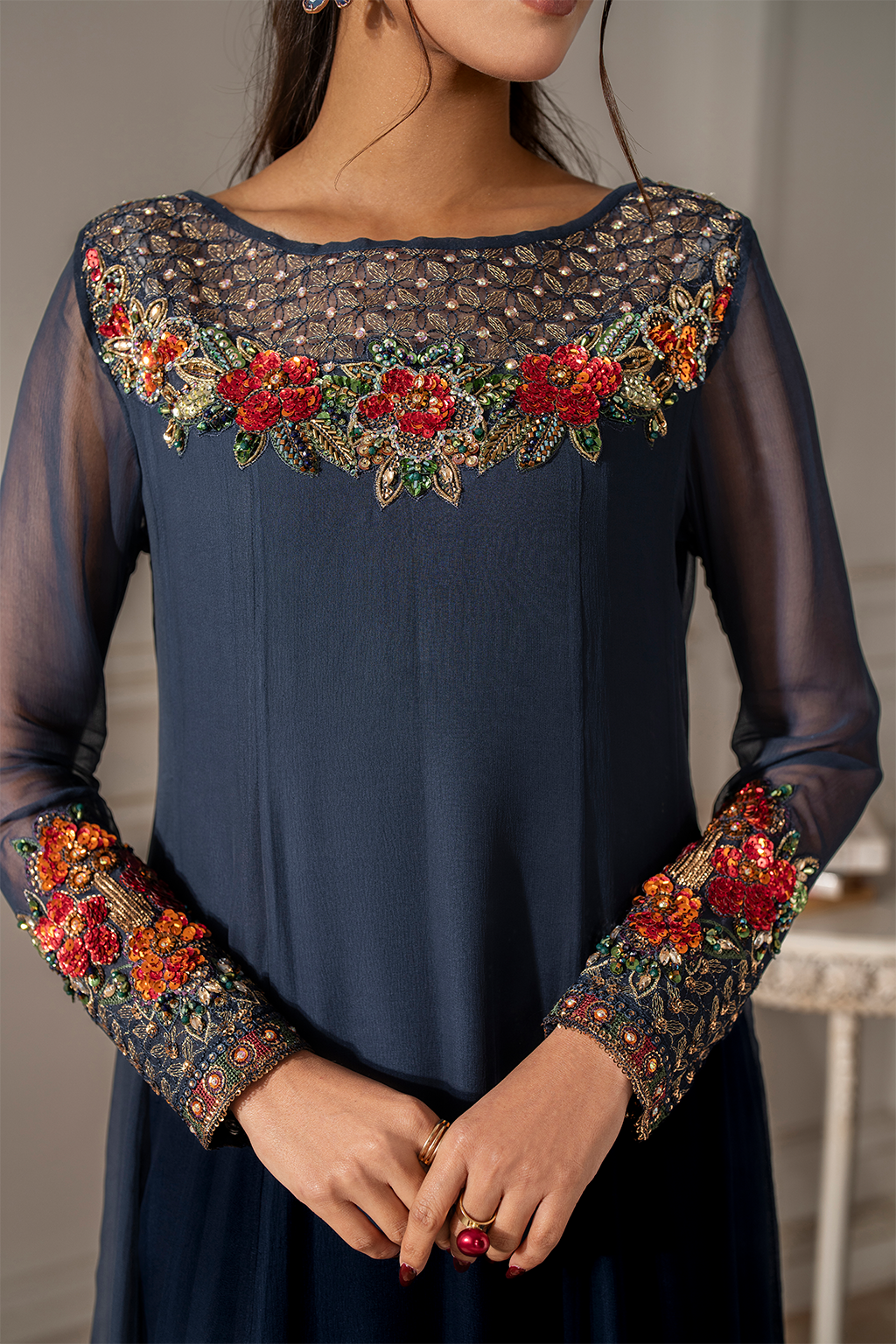 Iznik | Festive Formal |  UE-412 Embroidered Chiffon by Iznik - Designer Dress  - Type : Ladies Clothes - Available at Libayah - 100% Original 