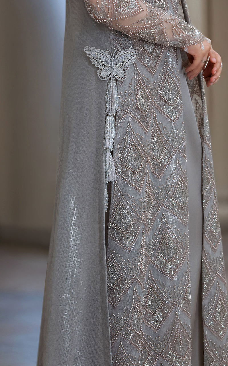 Threads and Motifs | Formal Dresses 25 | Net Embroidered Jacket with Skirt by Threads and Motifs - Designer Dress  - Type : Ladies Clothes - Available at Libayah - 100% Original 