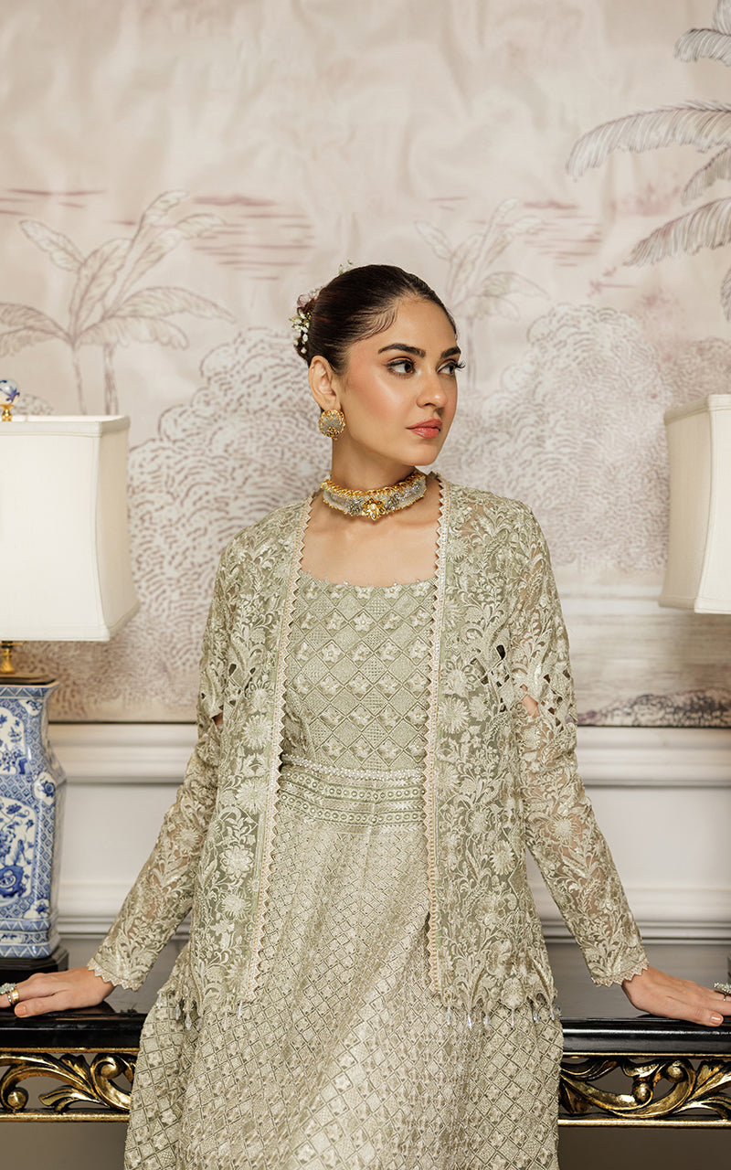 Threads and Motifs | Formal Dresses 25 | Organza Embroidered Maxi With Jacket by Threads and Motifs - Designer Dress  - Type : Ladies Clothes - Available at Libayah - 100% Original 
