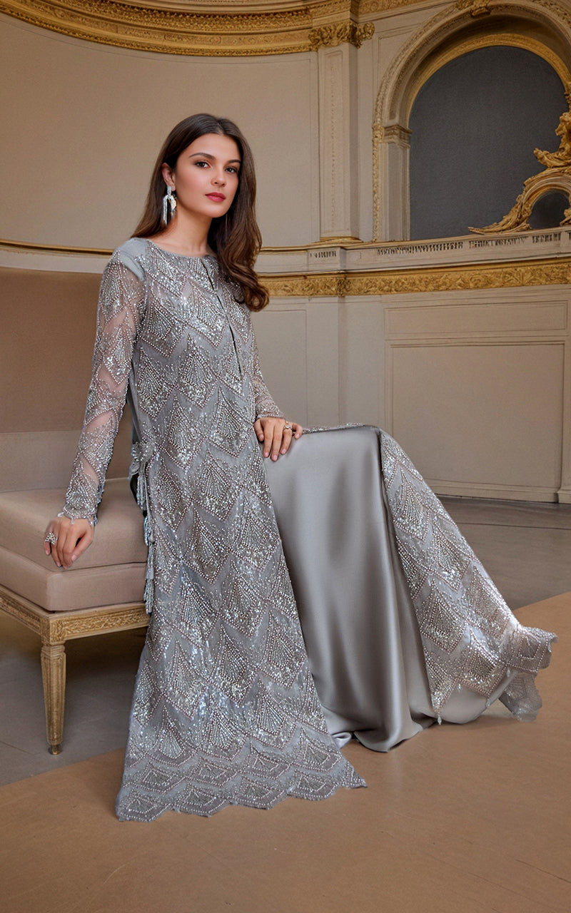 Threads and Motifs | Formal Dresses 25 | Net Embroidered Jacket with Skirt by Threads and Motifs - Designer Dress  - Type : Ladies Clothes - Available at Libayah - 100% Original 
