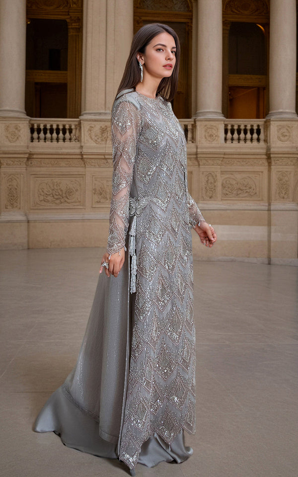 Threads and Motifs | Formal Dresses 25 | Net Embroidered Jacket with Skirt by Threads and Motifs - Designer Dress  - Type : Ladies Clothes - Available at Libayah - 100% Original 