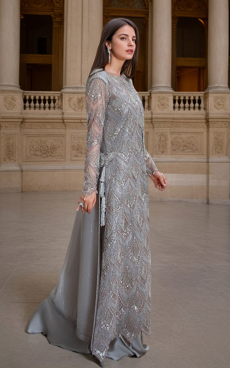 Threads and Motifs | Formal Dresses 25 | Net Embroidered Jacket with Skirt by Threads and Motifs - Designer Dress  - Type : Ladies Clothes - Available at Libayah - 100% Original 