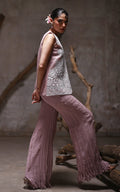 Threads and Motifs | Formal Dresses 25 | Organza Embroidered Jacket With Crushed Trouser by Threads and Motifs - Designer Dress  - Type : Ladies Clothes - Available at Libayah - 100% Original 
