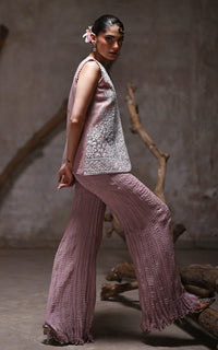 Threads and Motifs | Formal Dresses 25 | Organza Embroidered Jacket With Crushed Trouser by Threads and Motifs - Designer Dress  - Type : Ladies Clothes - Available at Libayah - 100% Original 