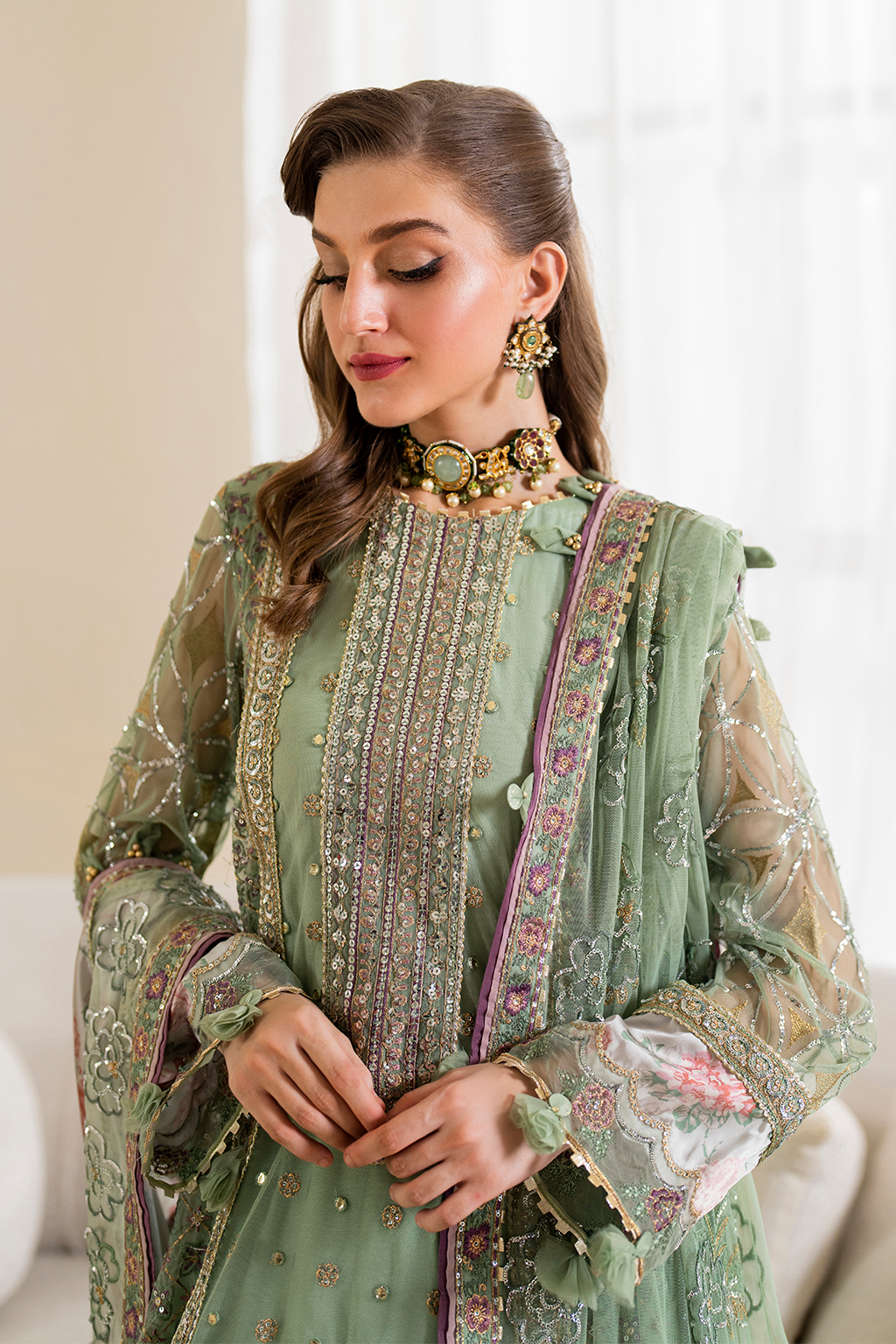 Iznik | Chinnon Chiffon | CC-41 Embroidered Net by Iznik - Designer Dress - Type: Formal - Available at Libayah - 100% Original