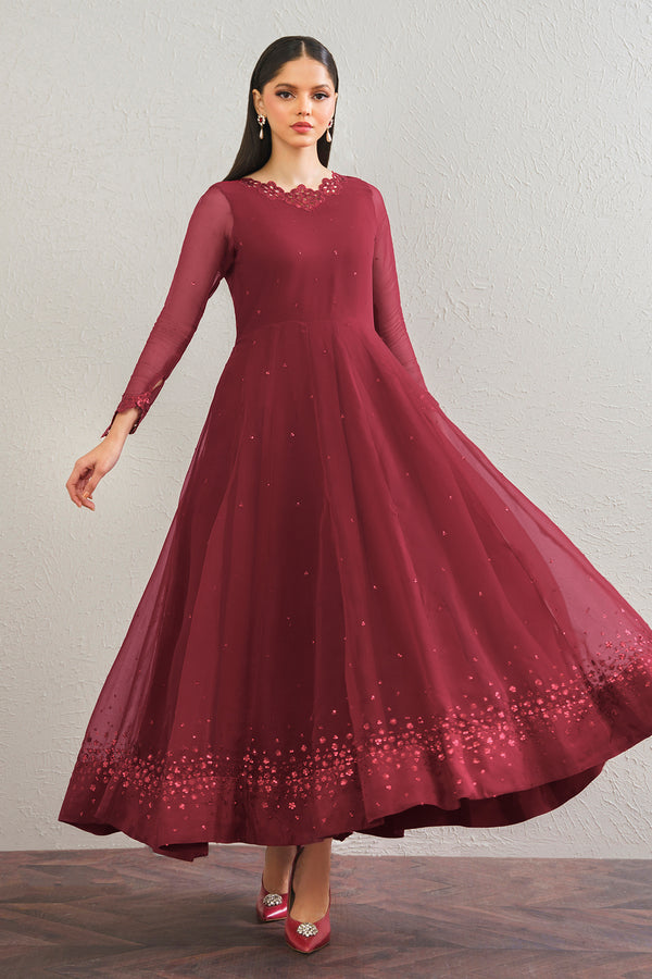 Baroque | Luxury Pret 25 | EMBROIDERED CHIFFON FROCK PR-901 by Baroque - Designer Dress  - Type : Ladies Clothes - Available at Libayah - 100% Original 