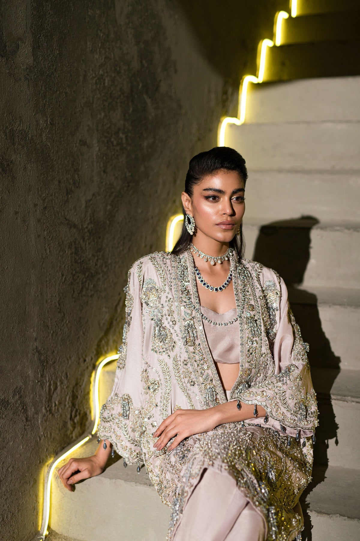 Ammara Khan | Lily Luxury Formals 24 | BOXY JEWELLED TUNIC (D-10) by Ammara Khan - Designer Dress - Type: Ladies Clothes - Available at Libayah - 100% Original