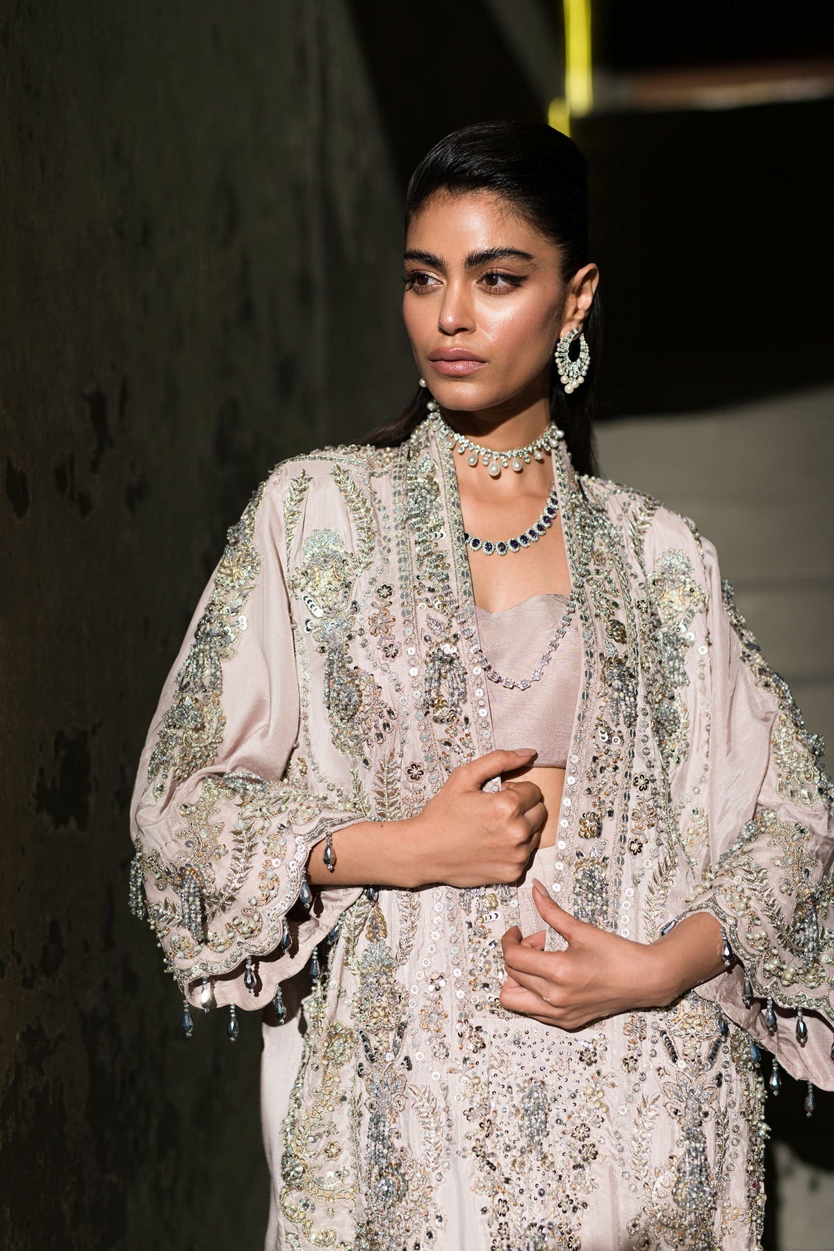 Ammara Khan | Lily Luxury Formals 24 | BOXY JEWELLED TUNIC (D-10) by Ammara Khan - Designer Dress - Type: Ladies Clothes - Available at Libayah - 100% Original