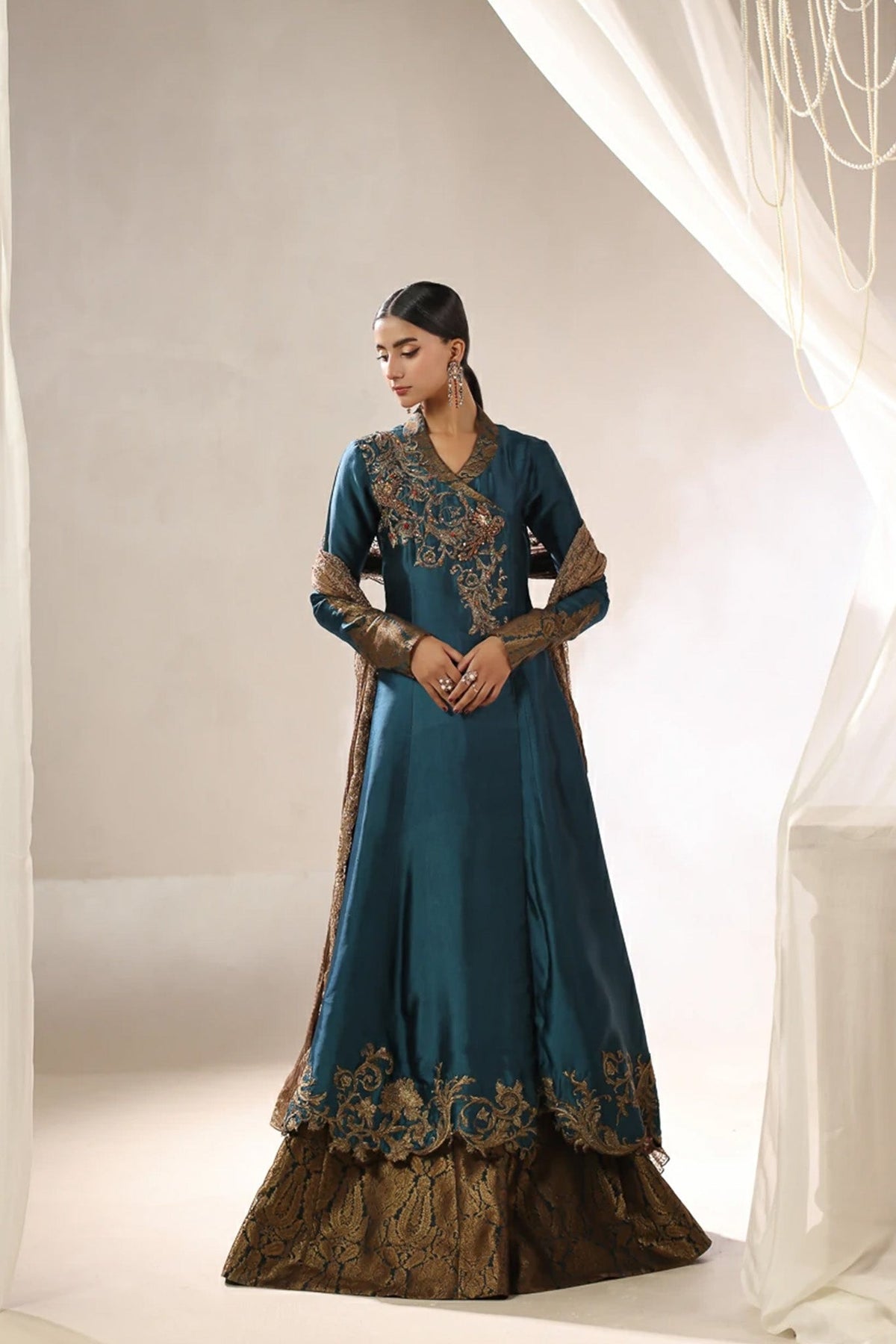 Musferah Saad | Into Twilight | Teal Temptress by Musferah Saad - Designer Dress  - Type : Ladies Clothes - Available at Libayah - 100% Original 