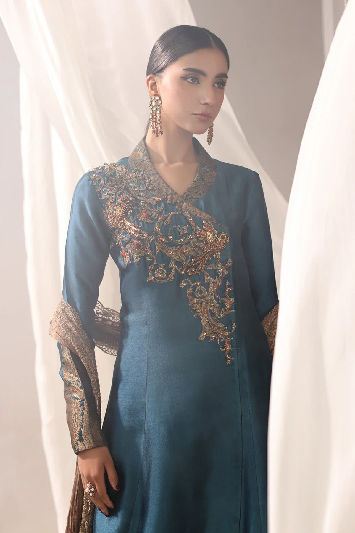 Musferah Saad | Into Twilight | Teal Temptress by Musferah Saad - Designer Dress  - Type : Ladies Clothes - Available at Libayah - 100% Original 