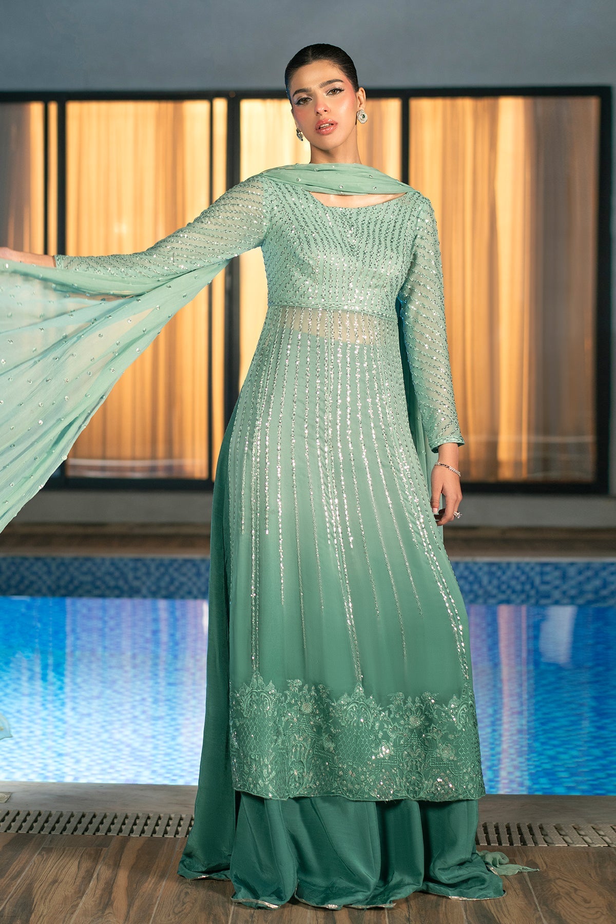 Fahad Hussayn | Lawn Banger | Midnight Aura by Erum Khan - Designer Dress - Type: Ladies Clothes - Available at Libayah - 100% Original