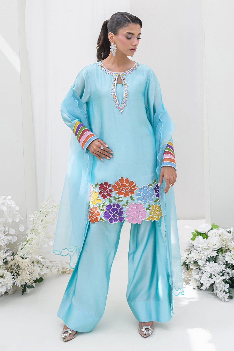 Chic Ophicial | Aarzu Luxe Pret | Sea Breeze Rose by Chic Ophicial - Designer Dress  - Type : Ladies Clothes - Available at Libayah - 100% Original 