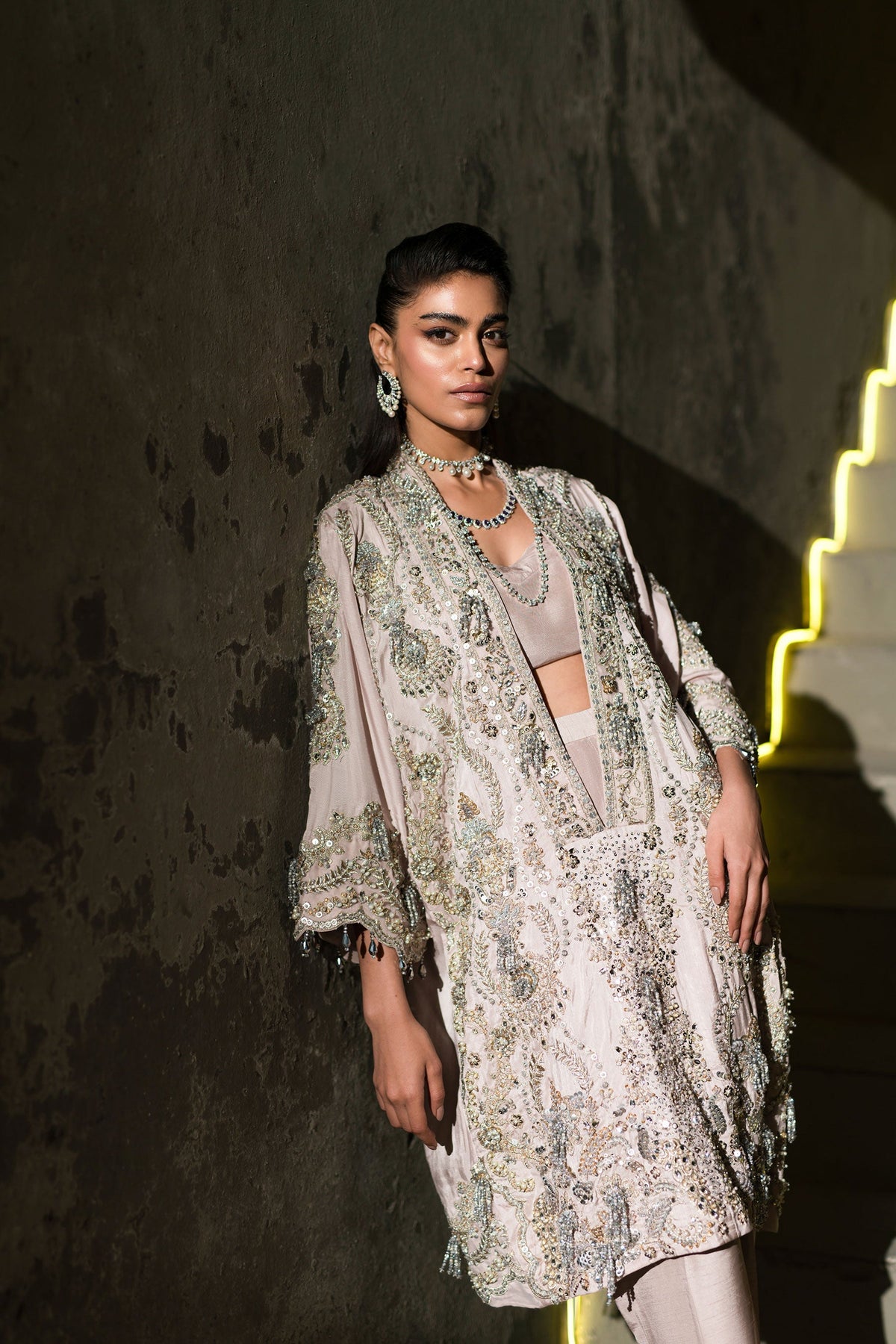 Ammara Khan | Lily Luxury Formals 24 | BOXY JEWELLED TUNIC (D-10) by Ammara Khan - Designer Dress - Type: Ladies Clothes - Available at Libayah - 100% Original