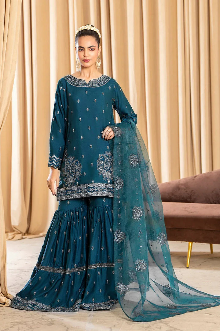 Ellena | Pret Dresses | 3-PC Stitched Embroidered Suit  815BLS by Ellena - Designer Dress  - Type : Ladies Clothes - Available at Libayah - 100% Original 