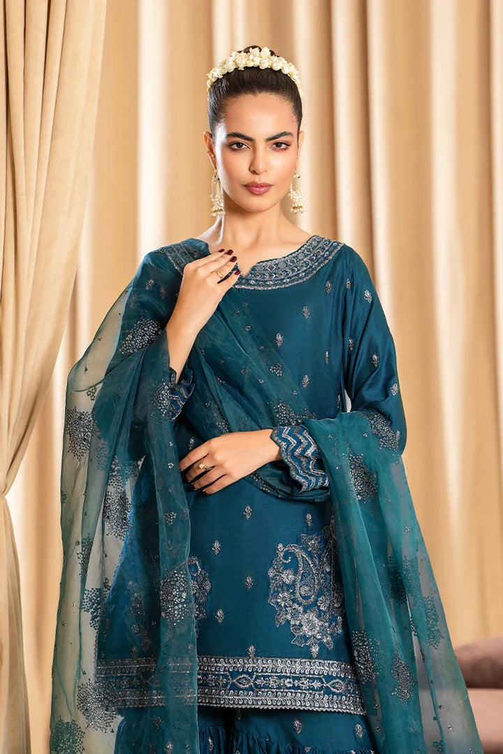 Ellena | Pret Dresses | 3-PC Stitched Embroidered Suit  815BLS by Ellena - Designer Dress  - Type : Ladies Clothes - Available at Libayah - 100% Original 