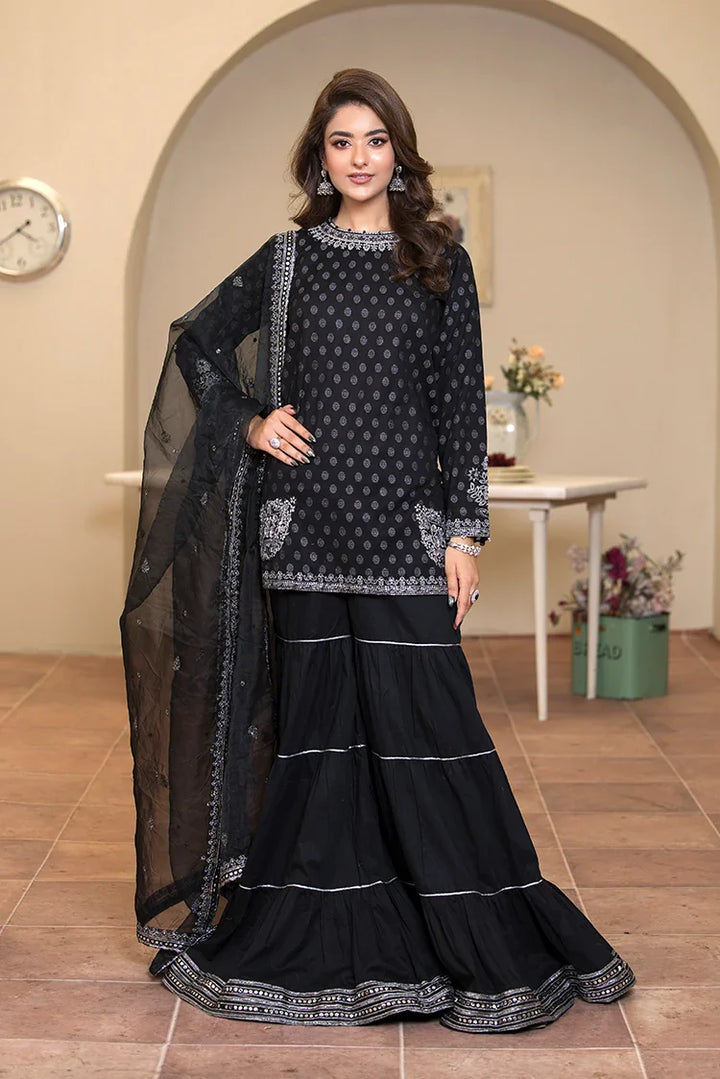 Ellena | Pret Dresses | 3-PC Stitched Embroidered Suit 976BKL by Ellena - Designer Dress  - Type : Ladies Clothes - Available at Libayah - 100% Original 