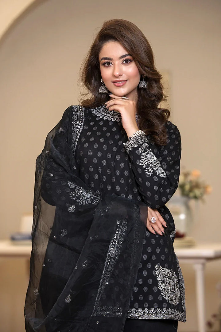 Ellena | Pret Dresses | 3-PC Stitched Embroidered Suit 976BKL by Ellena - Designer Dress  - Type : Ladies Clothes - Available at Libayah - 100% Original 