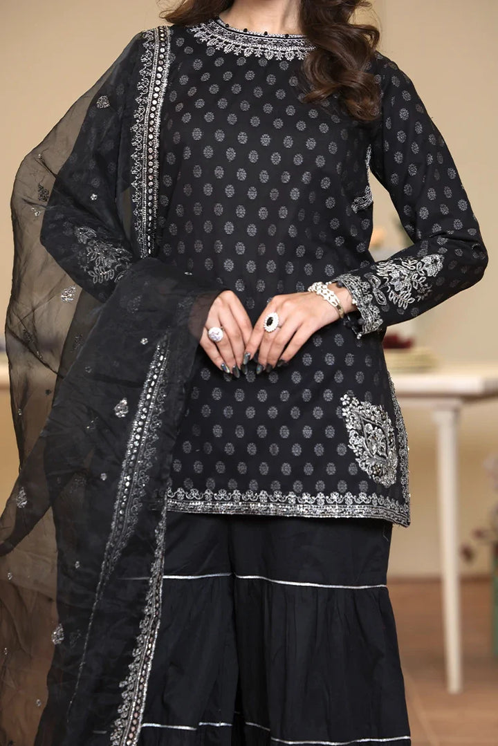 Ellena | Pret Dresses | 3-PC Stitched Embroidered Suit 976BKL by Ellena - Designer Dress  - Type : Ladies Clothes - Available at Libayah - 100% Original 