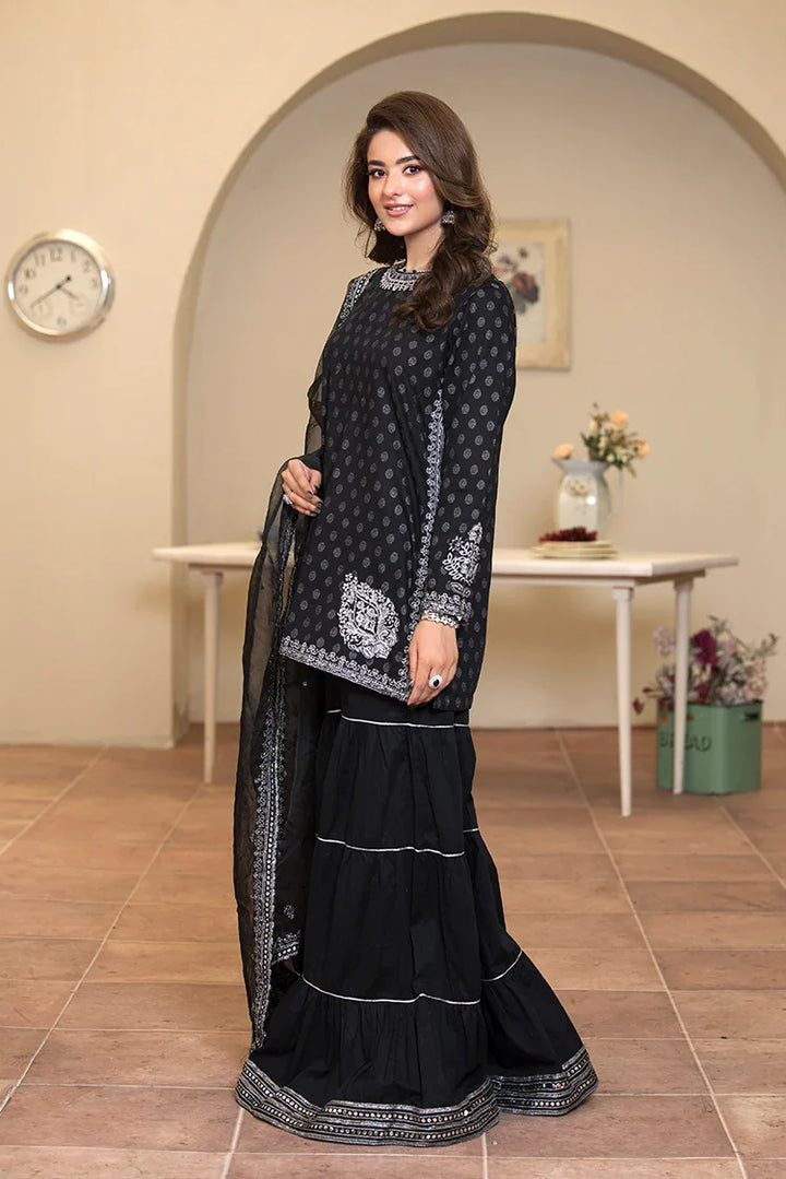 Ellena | Pret Dresses | 3-PC Stitched Embroidered Suit 976BKL by Ellena - Designer Dress  - Type : Ladies Clothes - Available at Libayah - 100% Original 
