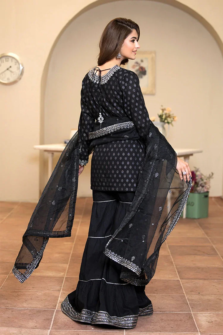 Ellena | Pret Dresses | 3-PC Stitched Embroidered Suit 976BKL by Ellena - Designer Dress  - Type : Ladies Clothes - Available at Libayah - 100% Original 