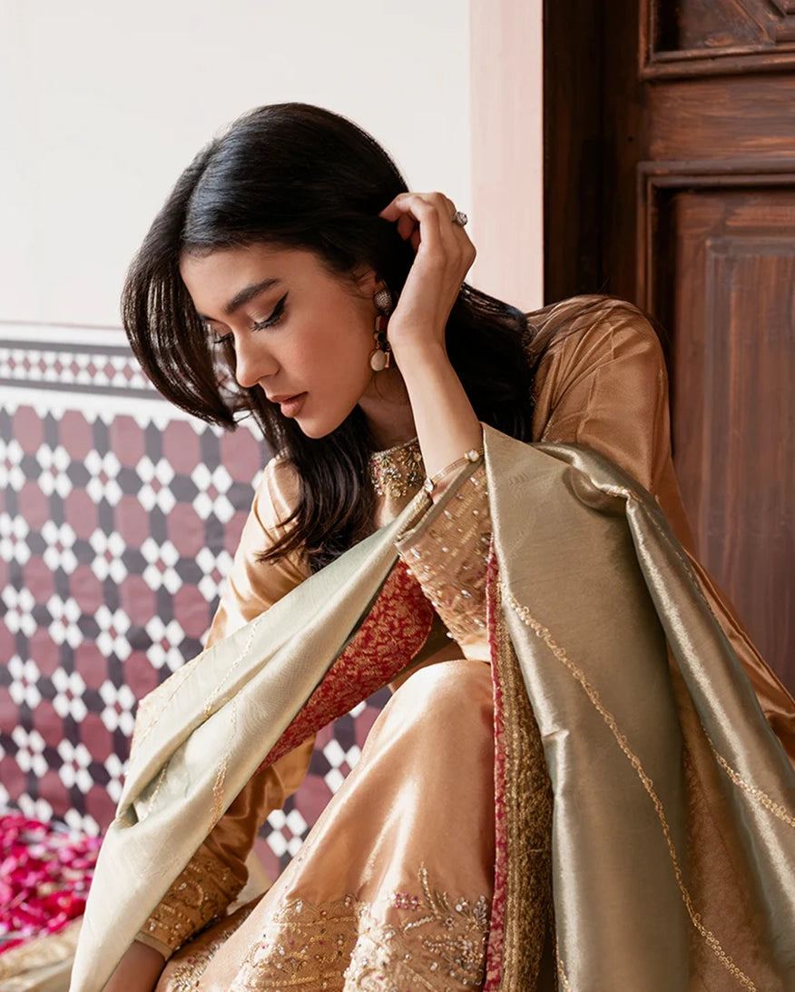 Mushq | Sunehri Lama Silk | Parisa by Mushq - Designer Dress  - Type : Ladies Clothes - Available at Libayah - 100% Original 