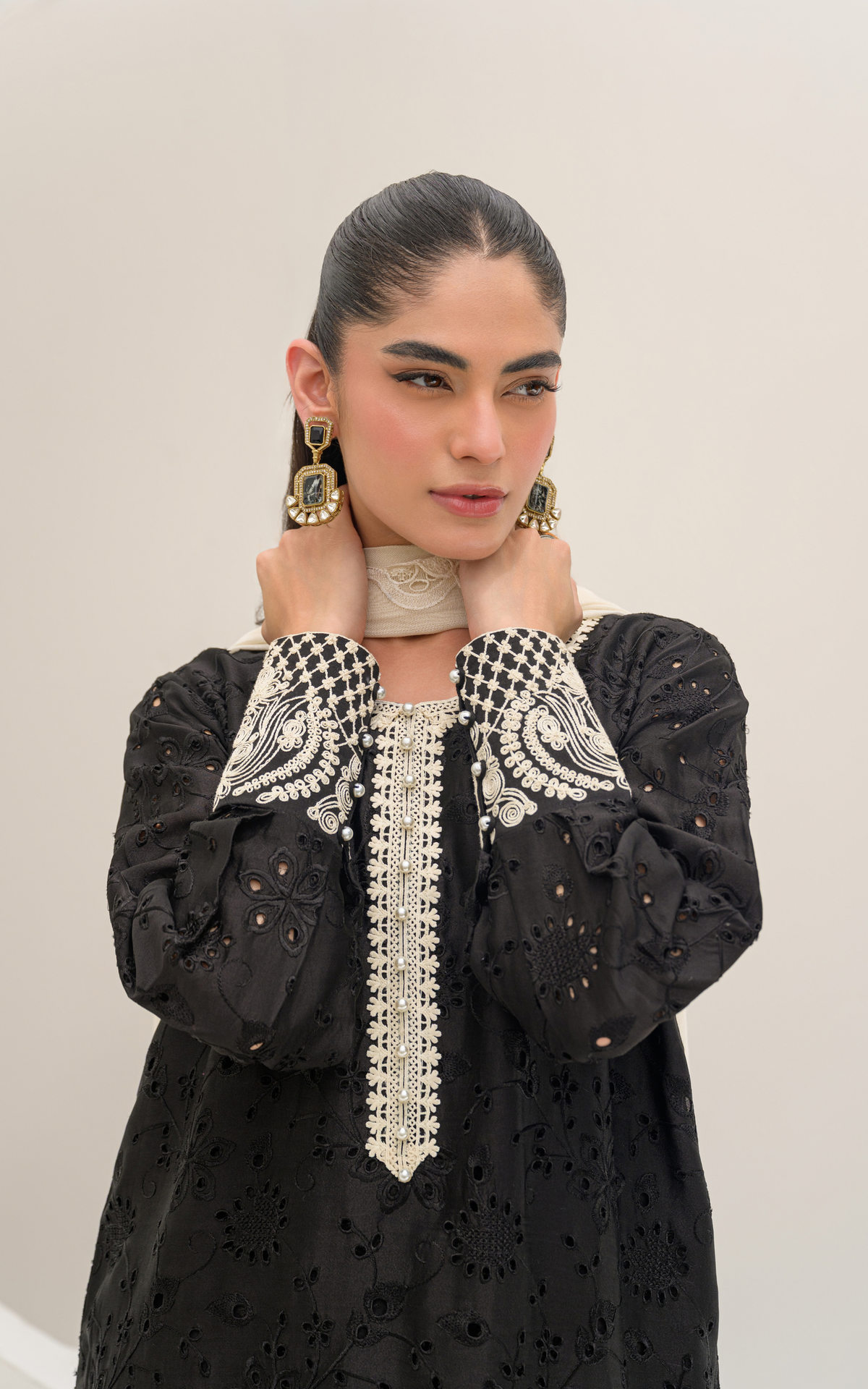 Sana Abbas | Ara Eid Luxe | Noir - by Libayah - Registered Vendor of : Sana Abbas - 100% Original Designer Dress