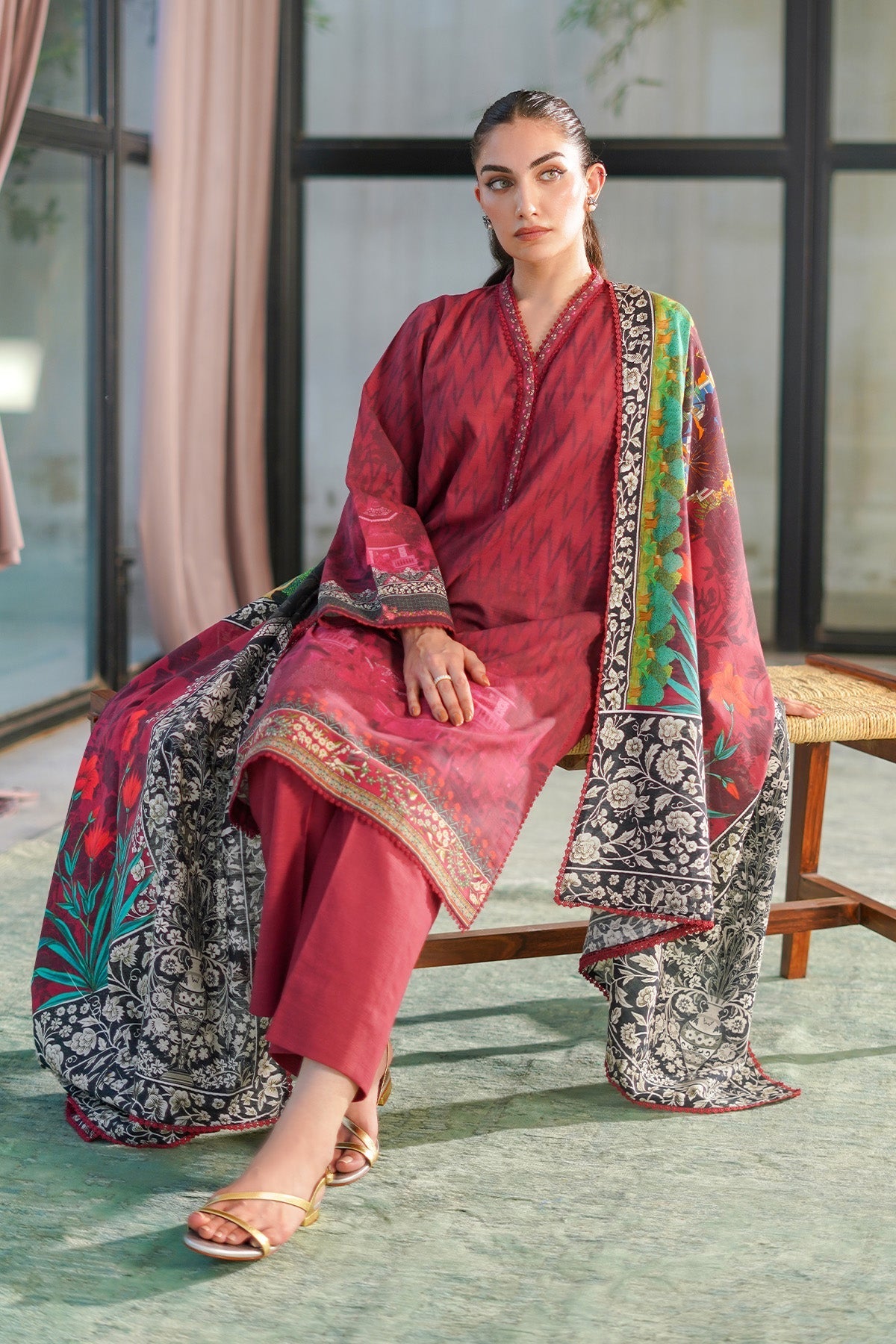 Sahar | Autumn Winter 2024 | Crimson Petal by Sahar - Designer Dress - Type: Ladies Clothes - Available at Libayah - 100% Original