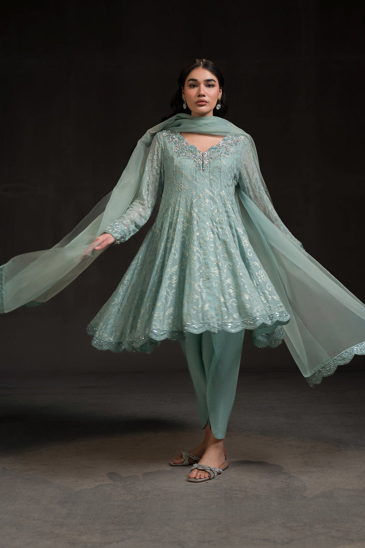 Ammara Khan | Glitz Luxury Pret 24 | SHORT PEPLUM KALIDAR (D-02) by Ammara Khan - Designer Dress - Type: Ladies Clothes - Available at Libayah - 100% Original