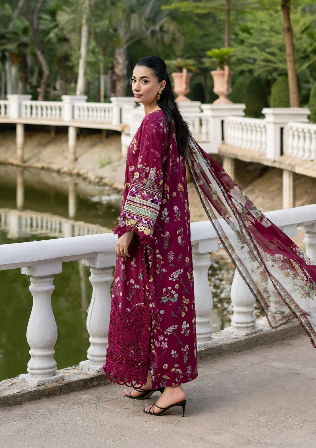 Elaf Premium | Signature Embroidered Lawn with Chiffon Collection 26 | ESG-2A NORA by Elaf Premium - Designer Dress  - Type : Ladies Clothes - Available at Libayah - 100% Original 