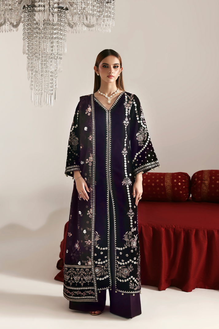 DILNAR – authentic Pakistani formal dress from the Emaan Adeel Zarposh Velvet 25 collection for women in the UK.