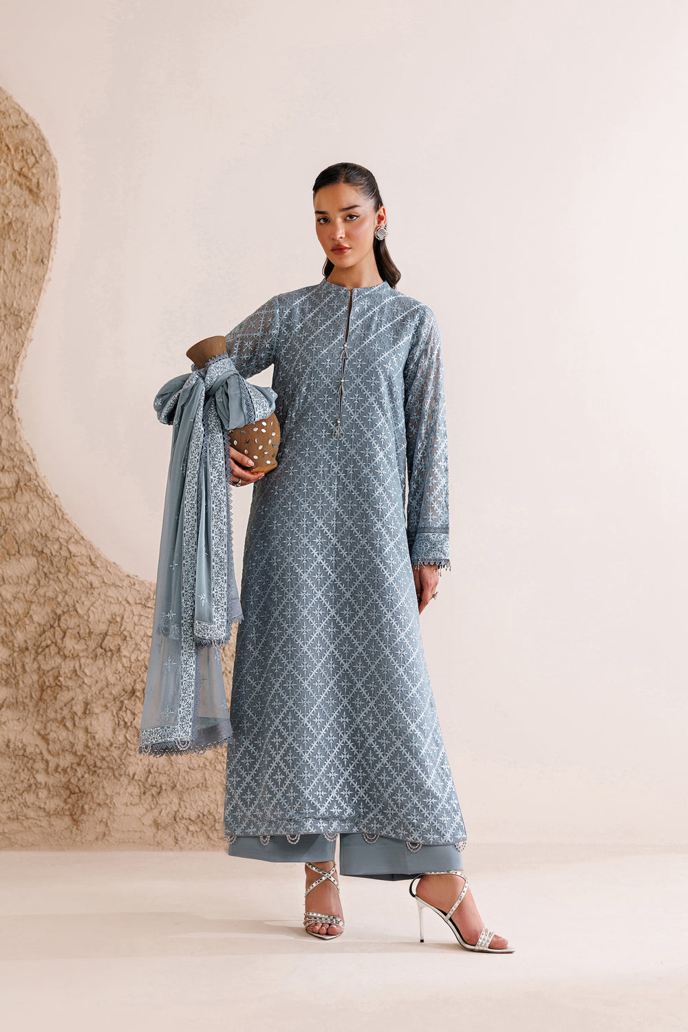 Farasha | Chiffon Threads 26 | PALE SLATE by Farasha - Designer Dress  - Type : Ladies Clothes - Available at Libayah - 100% Original 