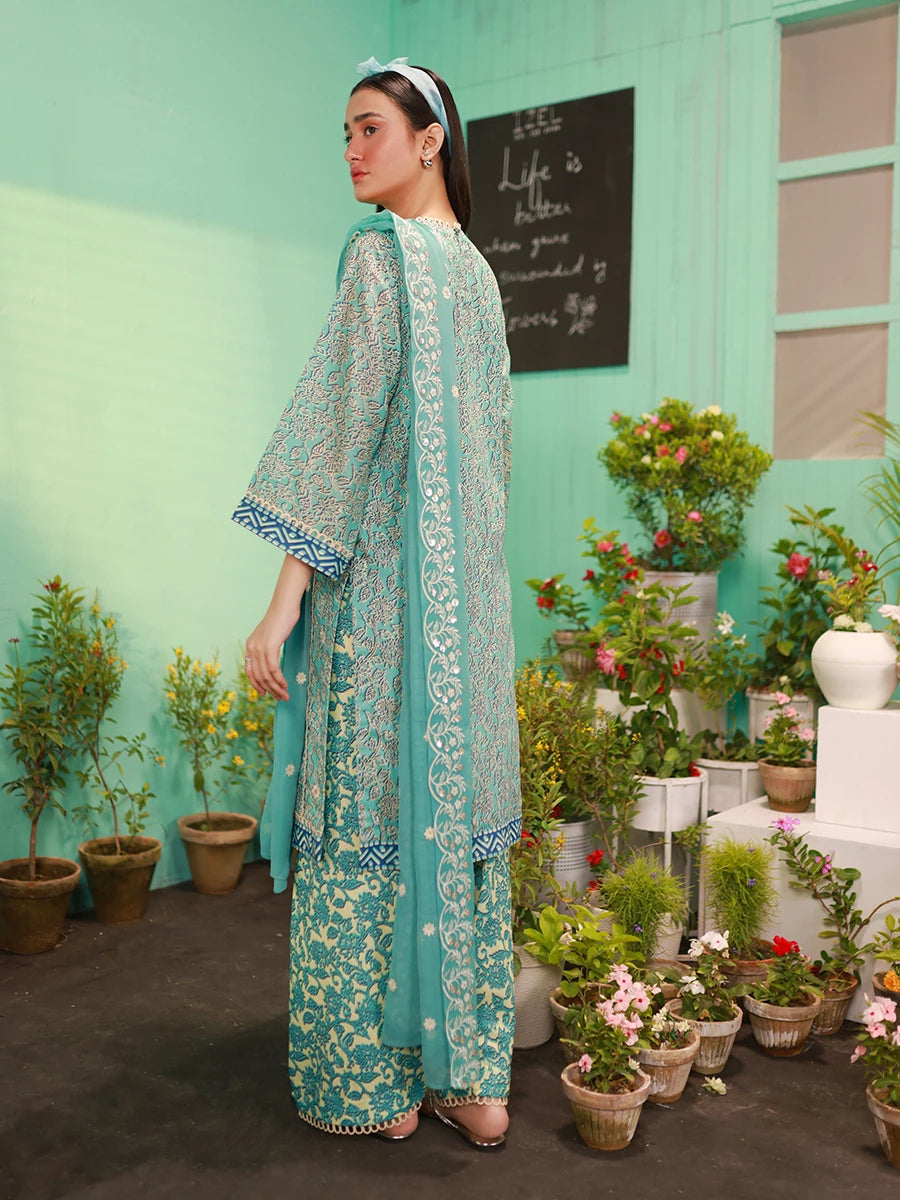 Salitex | Izel Lawn 24 | SKY BLOOM - LUXURY LAWN EMBROIDERED SUIT by Salitex - Designer Dress - Type: Casuals - Available at Libayah - 100% Original