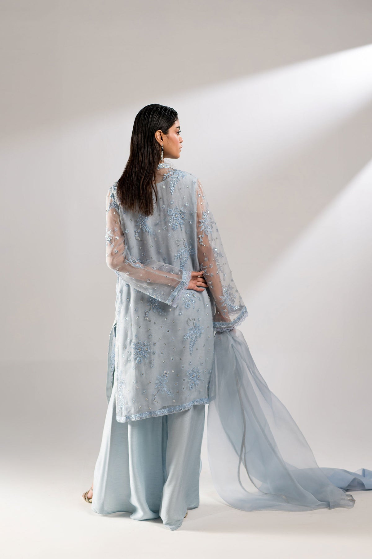 Ammara Khan | Lily Luxury Formals 24 | COOL BLUE CO-ORD SET (D-08) by Ammara Khan - Designer Dress - Type: Ladies Clothes - Available at Libayah - 100% Original