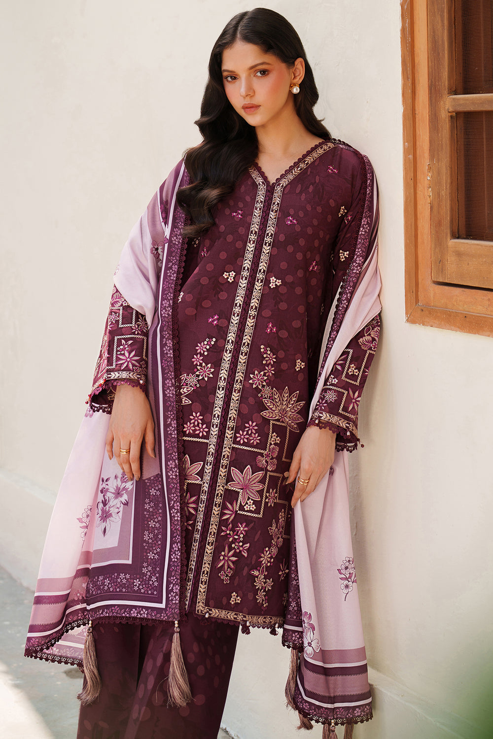 Farasha | Meline Premium Viscose 25 | Mauve Cream by Farasha - Designer Dress  - Type : Ladies Clothes - Available at Libayah - 100% Original 