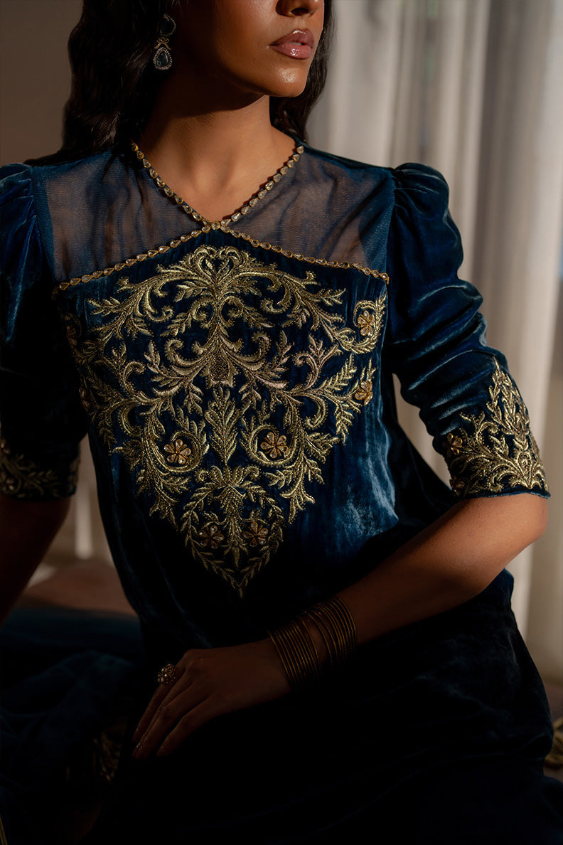 Caia | Luxury Velvet Edit 25 | Roselle (Blue) by Caia - Designer Dress - Type: Ladies Clothes - Available at Libayah - 100% Original