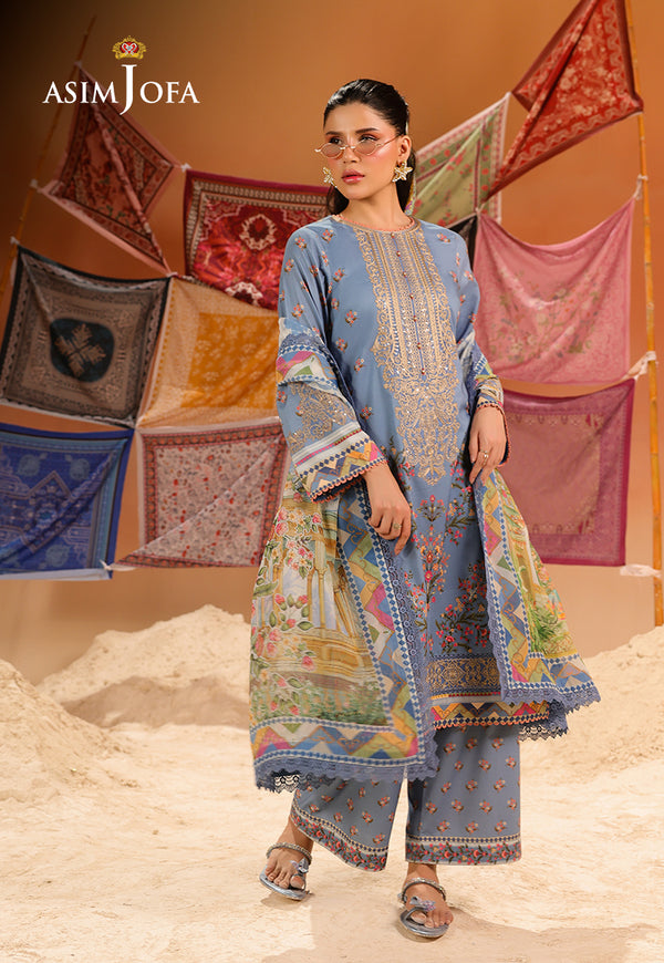 Asim Jofa | Summer Rhapsody | AJUBU-11 Printed Embroidered Lawn by Asim Jofa - Designer Dress  - Type : Ladies Clothes - Available at Libayah - 100% Original 