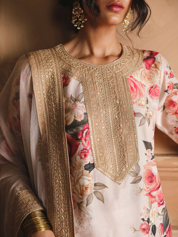 Humjoli | Luxury Collection | Beige Rose by Humjoli - Designer Dress - Type: Ladies Clothes - Available at Libayah - 100% Original