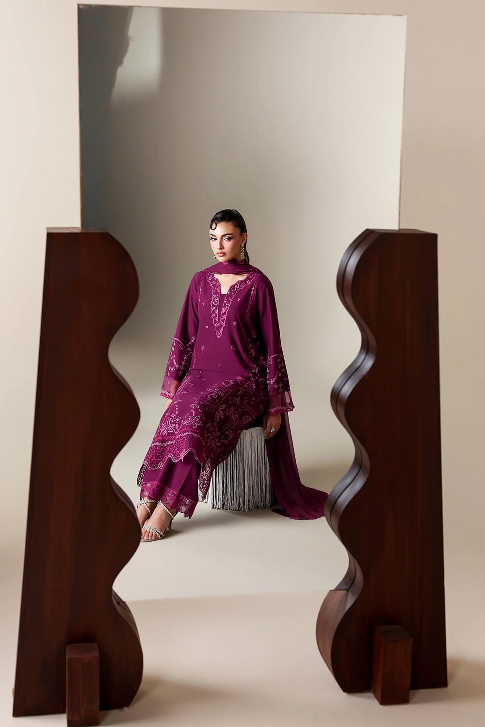 Azure | Luxury Lawn 26 | Grovy Garnet by Azure - Designer Dress  - Type : Ladies Clothes - Available at Libayah - 100% Original 