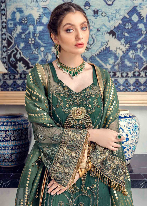 Meeral | Wedding Formals | ML-04-BOTTLE GREEN by Meeral - Designer Dress - Type: Ladies Clothes - Available at Libayah - 100% Original