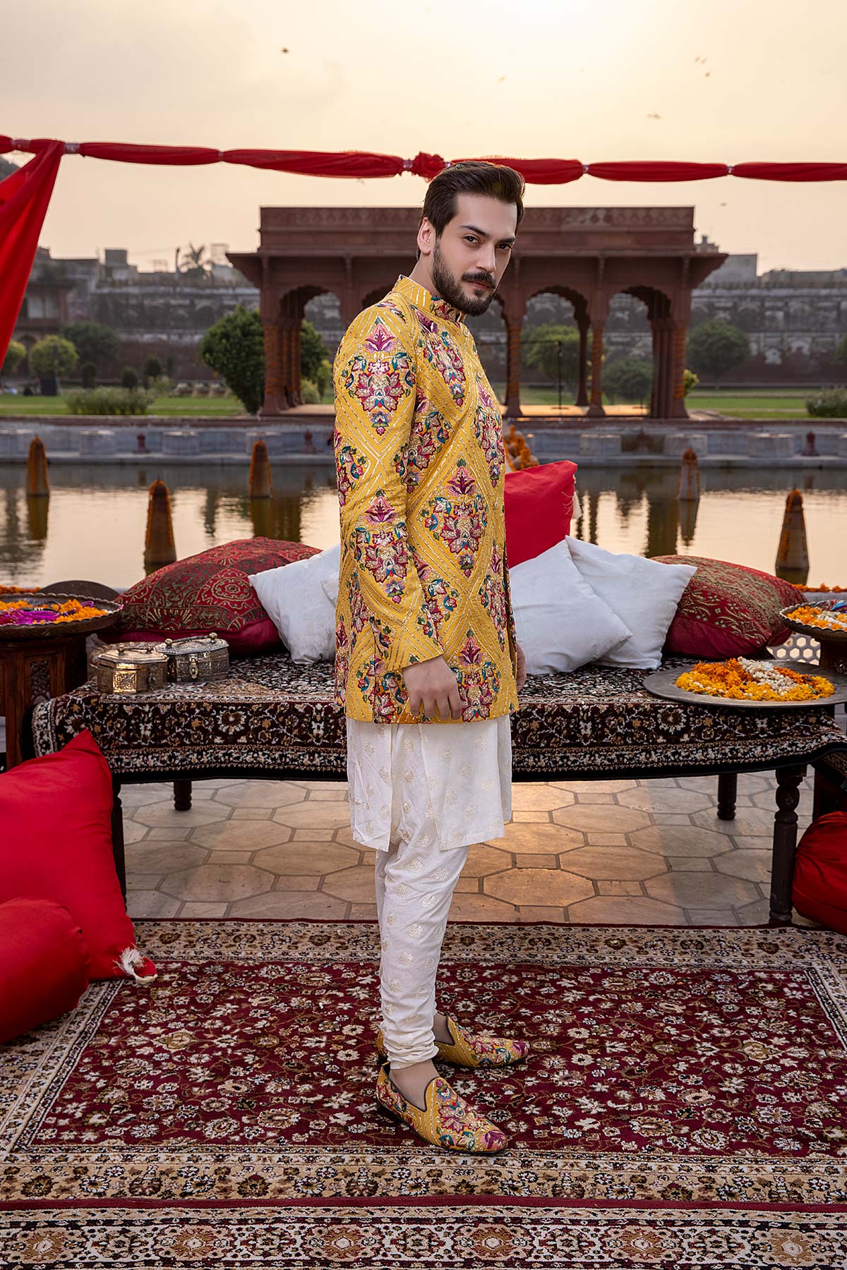 Pakistani Menswear | Mina Kashif | Sherwani D-16 by Libayah - Designer Dress - Type: Menswear - Available at Libayah - 100% Original