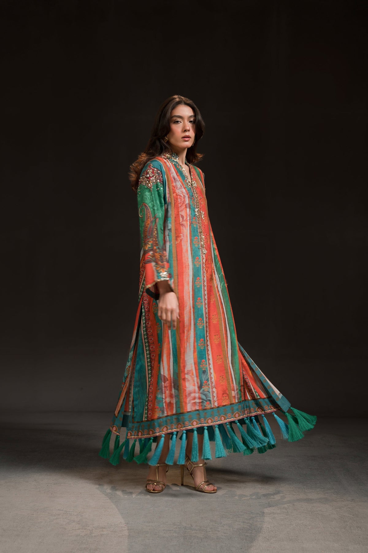 Ammara Khan | Glitz Luxury Pret 24 | MULTI COLOUR BURST KAFTAN (D-09) by Ammara Khan - Designer Dress - Type: Ladies Clothes - Available at Libayah - 100% Original